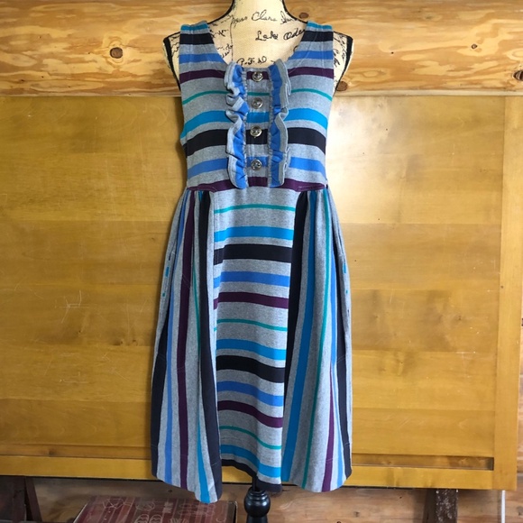 Marc By Marc Jacobs vintage Striped Fleece Ruffle Dress in size L - Picture 8 of 12